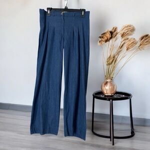Elegant Blue Wide Leg Trousers